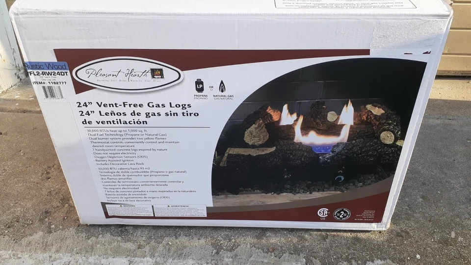 Pleasant Hearth Valley Oak 30 In. Vent- Dual Fuel Gas Fireplace Logs With Re