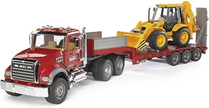 Bruder Toys 02813 Mack Granite Flatbed Truck with JCB Loader Backhoe - Picture 1 of 4