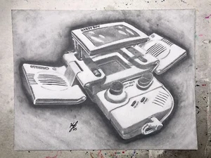 Game Boy Handy Boy Graphite Drawing On Bristol Board Nintendo 8(1/2)x11 Inch - Picture 1 of 2