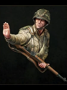 1/10 WWII US Military Airbone Rifle Soldier Unpainted Bust Model Figure Kids Toy - Picture 1 of 3