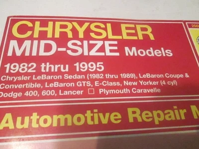 Reparación Auto Reparación Haynes Manual Cubierta Chrysler Tamaño Mediano 1982-1995 Sin Usar Foto 1 de 4