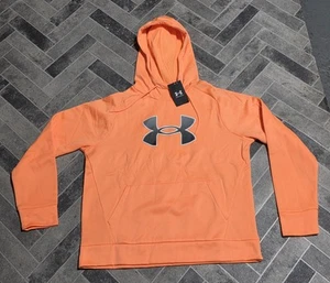 New Under Armour Sweater Womens Adult LARGE Orange Logo Pullover Hoodie Ladies - Picture 1 of 12