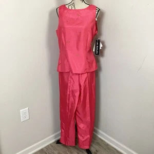Dressbarn glänzend rosa 2-teiliges Set Ärmel Top & Hose Größe 14 Perlenstickerei - Bild 1 von 6