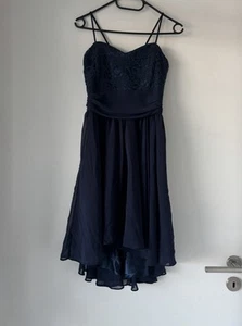 Vestido azul oscuro con tirantes, encaje y pliegues de Swing talla 170 - Imagen 1 de 2