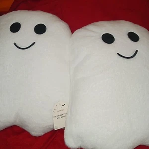 Spooky Ghost Hide And EEK Plush Throw Pillows. Embroidered Face 13x12. 2 New - Picture 1 of 7