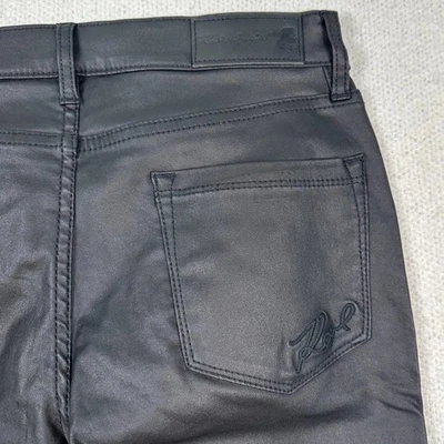 Pantalones de mezclilla Karl Lagerfeld Paris para mujer 2 encerados recortados al tobillo pierna ajustada elásticos negros Foto 1 de 4