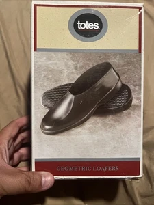 Totes Herren Geometrisch Gummi Überschuh Halbschuhe Schwarz Große Größe 9,5-11 - Bild 1 von 5