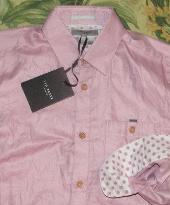 TED BAKER Pink End On End Long Sleeve Button Down Shirt 1 NWT - Image 1 of 3