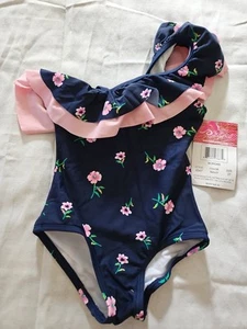 Kanu Surf Girls' Morgan Floral Ruffle 1-Shoulder one Piece Swimsuit C5 - Picture 1 of 5