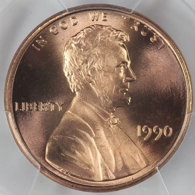 1990 PCGS MS67RD Lincoln Cent 57571121 - Image 1 of 3