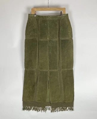Maxi Falda De Colección Años 90 SMH Mujer 16 Gamuza Cuero Detalle Crochet Boho Festival Foto 1 de 4