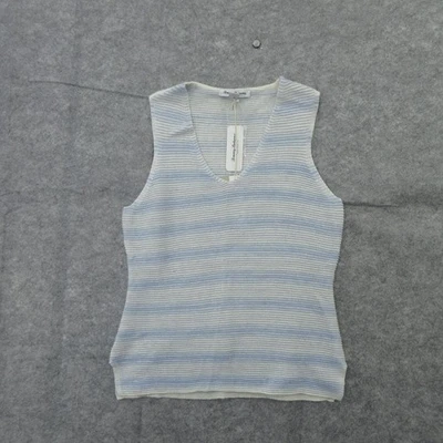 Camiseta sin mangas Tommy Bahama para mujer pequeña cielo claro rayas ombre bonita otomana cuello en V Foto 1 de 4