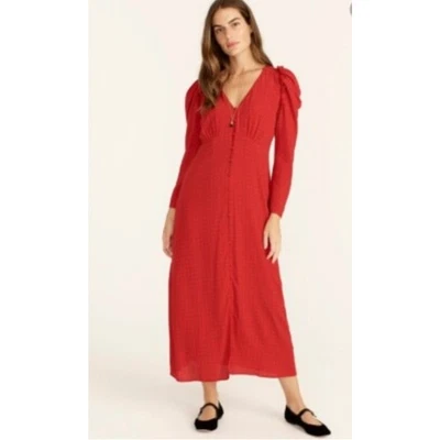 J.Crew Francesca 红针圆点袖口长袖 Drape 尺寸 6 — 第 1/4 张图片