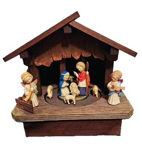 THORENS Vintage ANRI Nativity Wooden Music Box O' Christmas Tree Switzerland - Picture 1 of 7