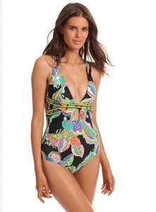Trina Turk Multicolor Floral Sea Garden Keyhole One-Piece Swimsuit Size US 10 - Picture 1 of 11