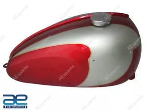 For Triumph T120 Cherry & Silver Painted Steel Petrol Fuel Gas Tank AEs - Foto 1 di 5