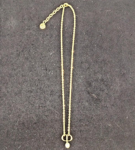 Collana Christian Dior Petit CD Logo Finta Perla Strass Tono Oro