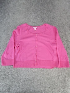 Lilly Pulitzer Sweater Girls Large Pink Cotton Cardigan - Picture 1 of 8