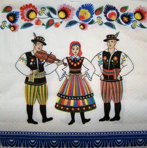 4 x Single Paper Napkins  for Decoupage Craft Folklore 88 - Picture 1 of 2