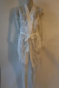 NWT Womens In Bloom by Jonquil Ivory Lace Chemise Bridal Garter Wrapper Robe M * - Picture 1 of 14