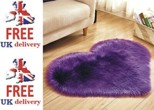 Love Heart Fluffy Mat Rugs Shaggy Area Rug Soft Fake Faux Fur Bedroom Mat Carpet - Picture 1 of 5