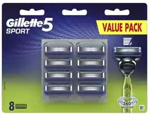 Genuine Gillette 5 Sport Value Pack 8 Shaving Blades Cartridges - Picture 1 of 3