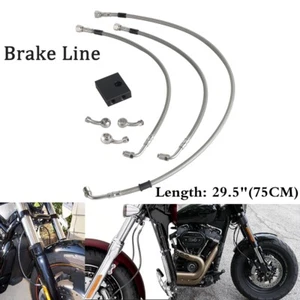 75cm Upper Lower Brake Line w/ABS Master Cylinder Banjo For Harley Softail 2018+ - Picture 1 of 11