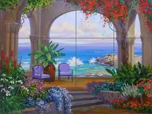 Mural de azulejos de cerámica salpicadero Senkarik patio mediterráneo arte MSA103 - Imagen 1 de 4
