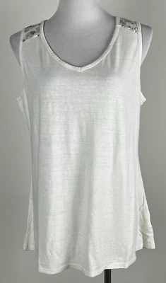 *NUEVO CON ETIQUETAS* ROYAL ROBBINS 'Tanque con cuello en V Flynn' bordado (cáñamo/algodón) - L, crema Foto 1 de 4