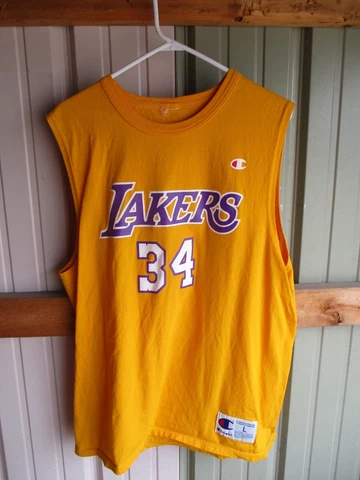 Vintage 1990's Champion Shaquille O'Neal LA Lakers T-Shirt Jersey Adult Large Cover