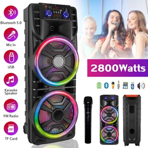 2800W Dual 12'' Bluetooth Speaker Sub woofer Heavy Bass Sound System Party & Mic - Picture 1 of 11