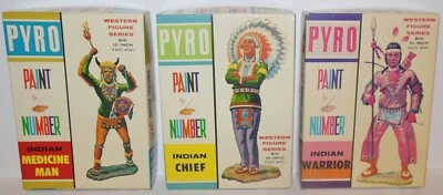 (3) Pyro Indian Chief & Warrior & Medicine Man Complete Western Figure Model kit - Image 1 of 4