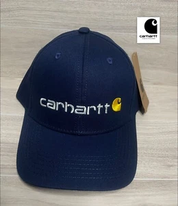 Carhartt Men's Hat Flat Brim Outdoor Casual Adjustable Fit Baseball Cap / Navy - Picture 1 of 5