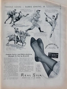 Echte Seide Herren Socke-Babe Ruth-Joe Louis Vintage 1937 Sportanzeige - Bild 1 von 1