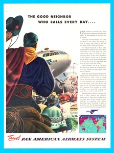 Aerolínea Pan American Airways Aviación América Latina 1941 IMPRESIÓN ANUNCIO SEGUNDA GUERRA MUNDIAL - Imagen 1 de 3