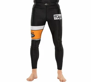 Fuji Sports Mens Electric MMA BJJ No Gi Competition Spats Compression - Black - Picture 1 of 9