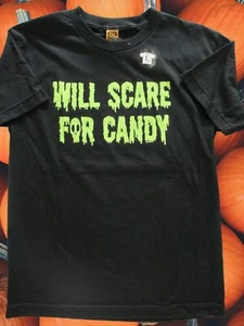 NEW Halloween T Shirt Kids XL Black Will Scare For Candy Glo in the Dark Costume - Picture 1 of 4