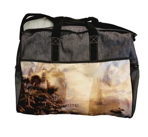 Thomas Kincaide Duffle Bag  Lighthouse Landscape Adjustable Strap Zipper Closure - Picture 1 of 5