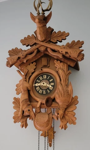 Vintage West Germany Large Hunters Cuckoo Clock~Works! LPU Only Cover