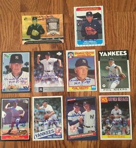 Dealers Lot Of 10 Different Phil Niekro Signed NY Yankees Baseball Cards HOF 97 - Picture 1 of 11