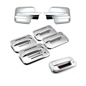 Cubiertas de espejo cromadas para Ford F150 2009-2014 + manija de 4 puertas con teclado + puerta trasera - Imagen 1 de 4