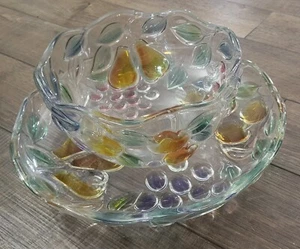 Vintage Mikasa "Garden Harvest" Embossed Fruit Hostess Bowl and Serving Platter - Picture 1 of 6