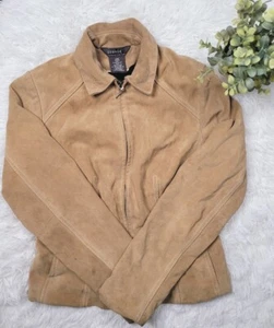 [220] Chaqueta George by Mark Eisen Talla XS Beige Cuero Genuino Cremallera Completa *DEFECTO* - Imagen 1 de 7
