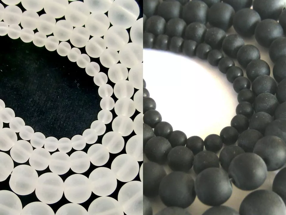 Glasperlen gefrostet rund matt 4/6/8/10mm Farbwahl weiß schwarz basteln DIY - Bild 1 von 1