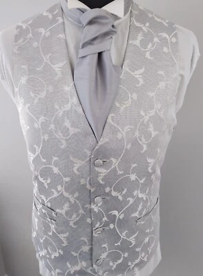 Men's & Boy's Waistcoats In A Silver Scroll Design, Ideal For Weddings, Parties - Image 1 of 2