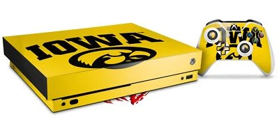 Juego de Recubrimiento para XBOX One X Iowa Hawkeyes Tigerhawk Ovalado 01 Negro sobre Dorado Foto 1 de 3