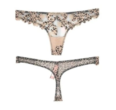 ❤️❤️❤️Victoria's Secret Size S Sexy Lingerie Embroidered Thong Panty Leopard Tan - Image 1 of 4