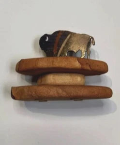 Buffalo Rock Art Sandstone & Metal Sculpture Southwest Native American - Picture 1 of 6