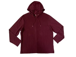 NEW INC LONG SLEEVE BURGUNDY RED COTTON HOODIE TEE T SHIRT XL - Picture 1 of 5