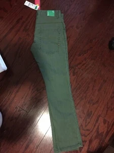 NWT Benetton Olive Green Jeggings With Adjustable Waist Size 8-9 - Picture 1 of 4